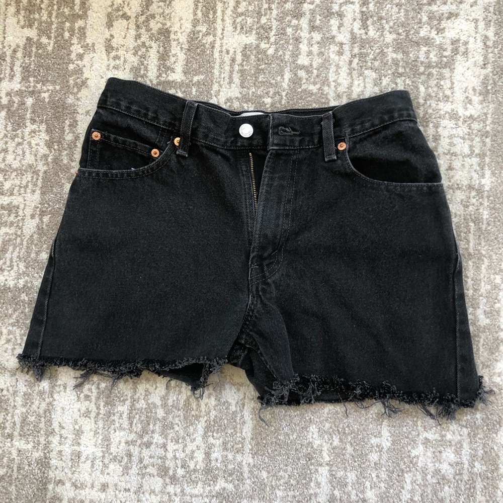 Levis 550 High Waist Jean Shorts Black Vintage